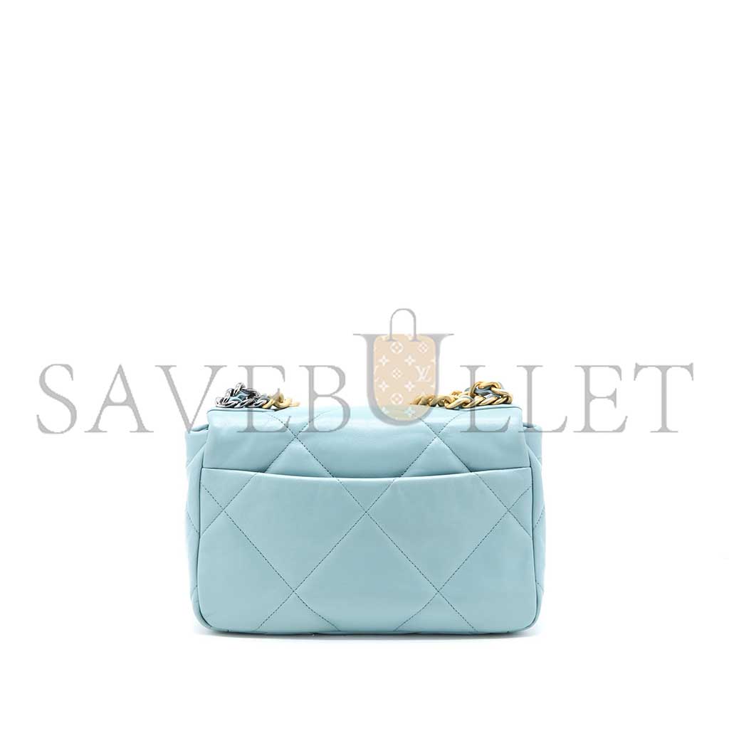 CHANEL 19 BAG LAMBSKIN LIGHT BLUE MULTICOLOUR HARDWARE AS1160 (26*16*9cm)